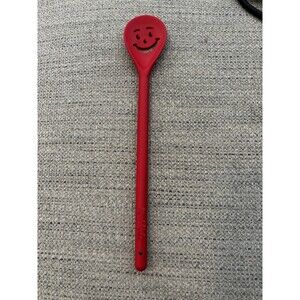 Vintage Kool Aid Red Promotional 12" Stirring Mixing Smiley Face Plastic Spoon